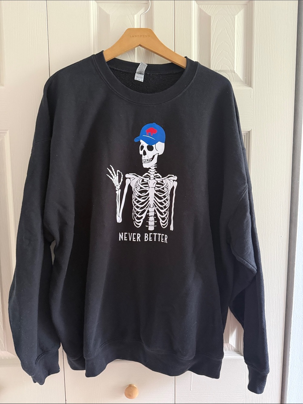 Buffalo bills Black 'Never Better' Skeleton Graphic Crewneck Sweater